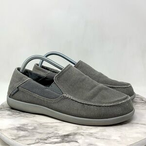 CROCS Santa Cruz Gray Canvas Slip On Comfort Loafers 10 Mens Casual Preppy Beach